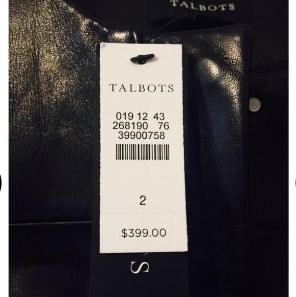 Talbots Black Lamb Skin Leather Jacket with Knit Sleeves Size Women's 12W - Picture 14 of 14
